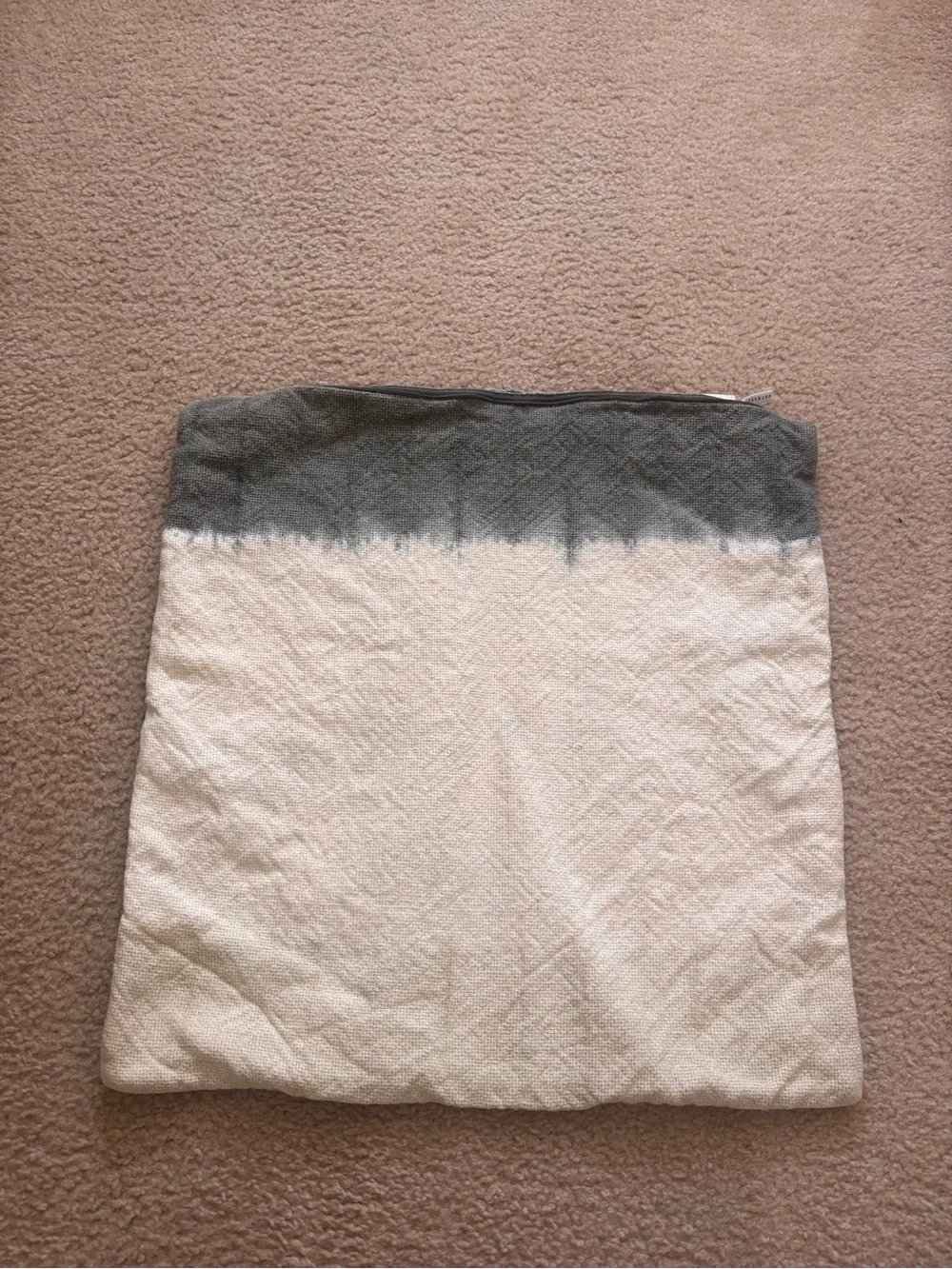 Pottery Barn dip dye 22” throw pillow covers - blue and beige
